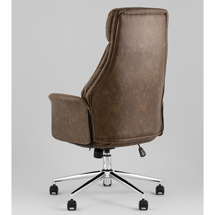Кресло офисное TopChairs Neoma коричневый экокожа Stool Group YF-0515 ZE119A-3+FH-65 brown retro