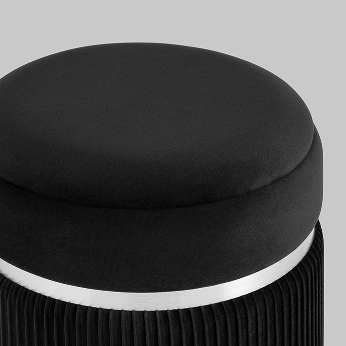 Пуф Миранда с ящиком велюр чёрный Stool Group 19B352VA-8167-70