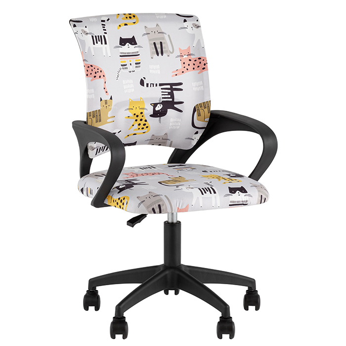 Кресло компьютерное детское TopChairs Simple SN Junior принт Blue Cats Stool Group OUE-2501C Blue Cats