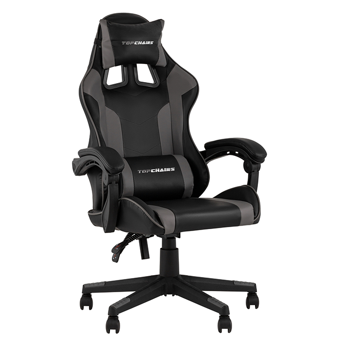 Кресло игровое TopChairs Commander чёрно-серый Stool Group GF-8082 black+grey
