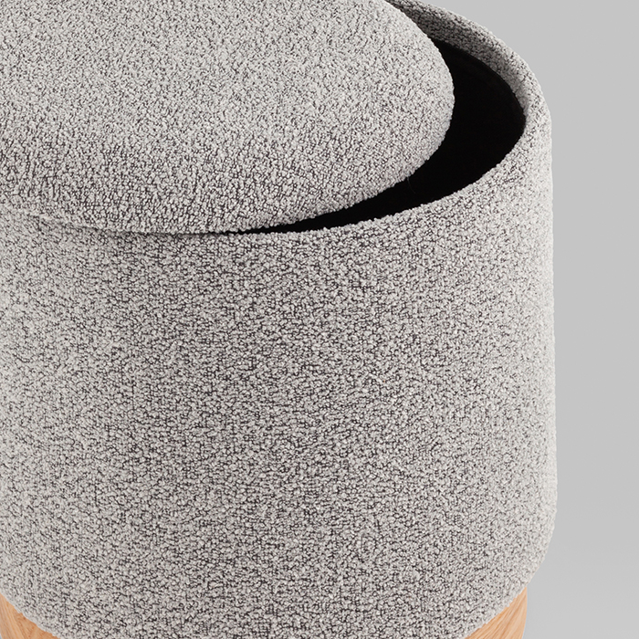 Пуф с ящиком Холли S букле серый Stool Group 21B810BCB-M BCB-10