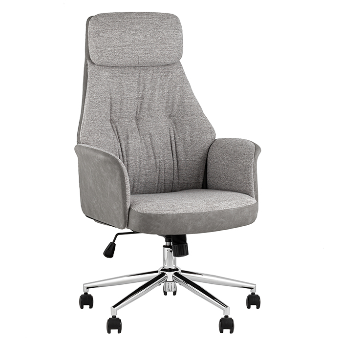 Кресло офисное TopChairs Neoma светло-серый экокожа Stool Group YF-0515 ZE119A-14+FH-64 l.grey retr