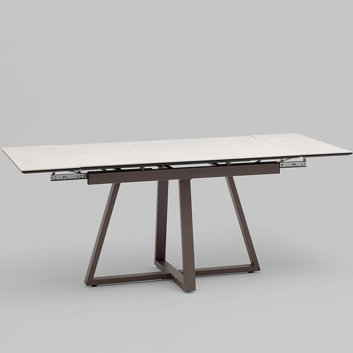Стол Керас 120-1 D80 см керамика Carmen light grey подстолье коричневое Stool Group AV 2127-1200/800-CLG-7006T