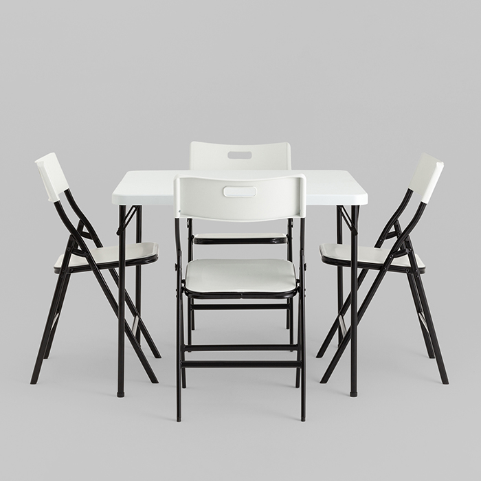 Комплект раскладного стола и стульев белый Stool Group YX-ZFP86 white