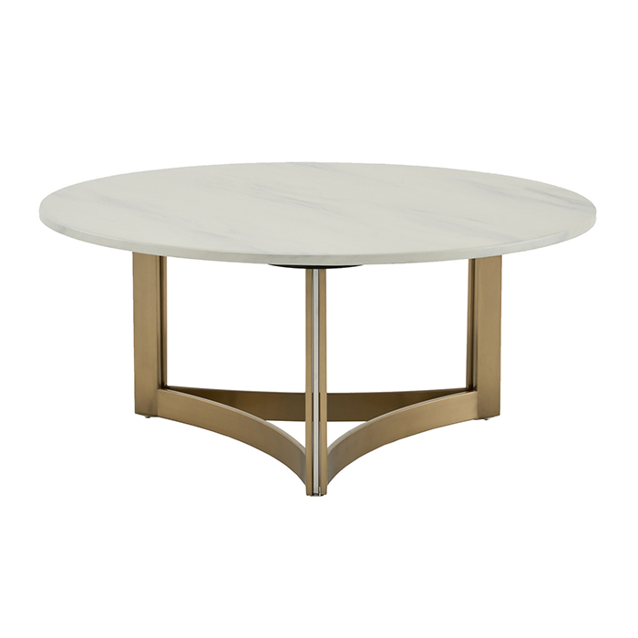 Журнальный столик Кассия D90 светлая керамика Stool Group ECT-292-BRCGS-white 333-2