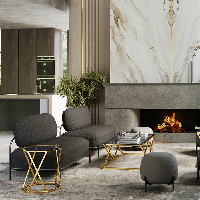 Диван Стоун букле тёмно-серый Stool Group vd-dv-stone-tr-dg