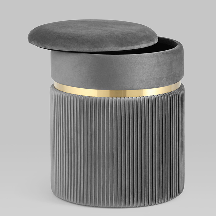 Пуф Миранда с ящиком велюр серый Stool Group 19B352VA-8167-55
