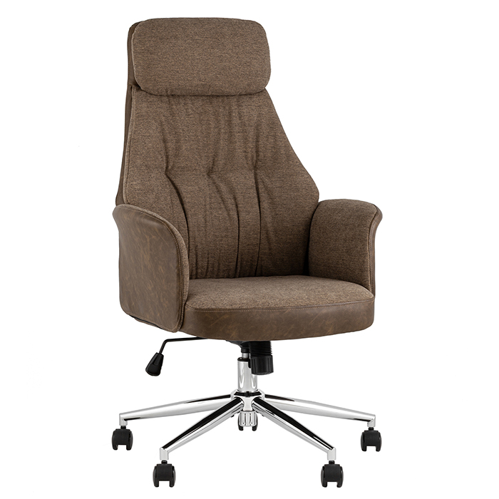 Кресло офисное TopChairs Neoma коричневый экокожа Stool Group YF-0515 ZE119A-3+FH-65 brown retro