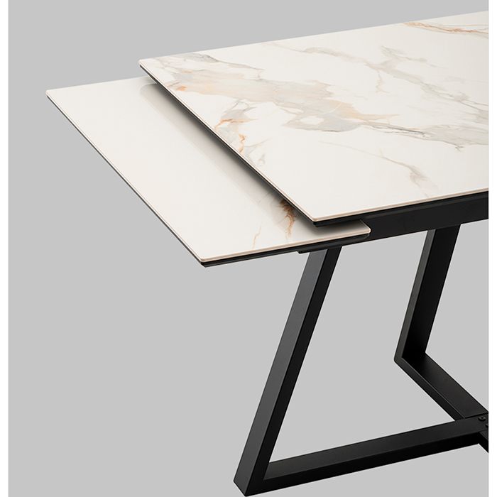 Стол раскладной Кассика 120-180х80 см керамика белый основание черное Stool Group SO 267-85210