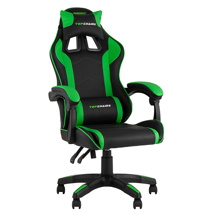 Кресло игровое TopChairs Shadow чёрно-зелёный Stool Group GF-8079 black+green