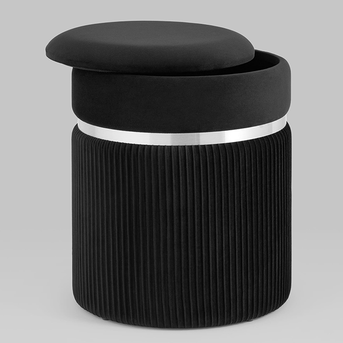 Пуф Миранда с ящиком велюр чёрный Stool Group 19B352VA-8167-70