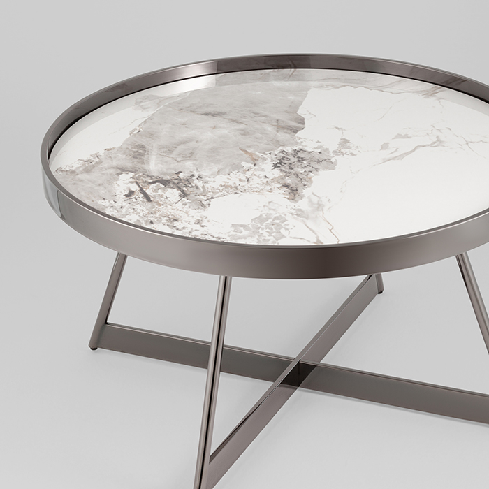Журнальный столик Гера D80 белая керамика Stool Group ECT-280-GM