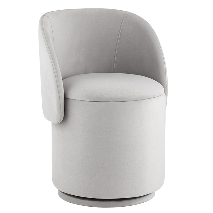 Пуф-трансформер Таунсвилл вращающийся с ящиком велюр светло-серый Stool Group vd-taunsvill-vl51