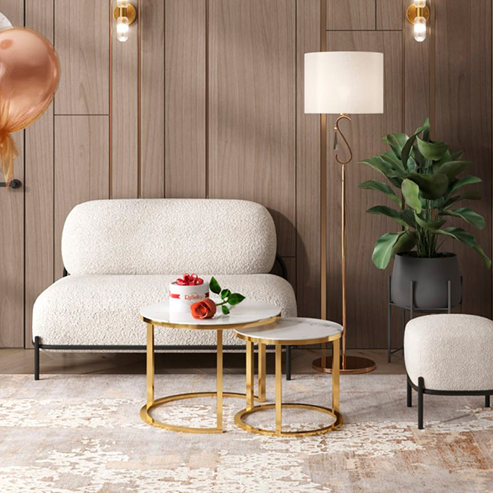 Диван Стоун букле молочный Stool Group vd-dv-stone-tr-milk