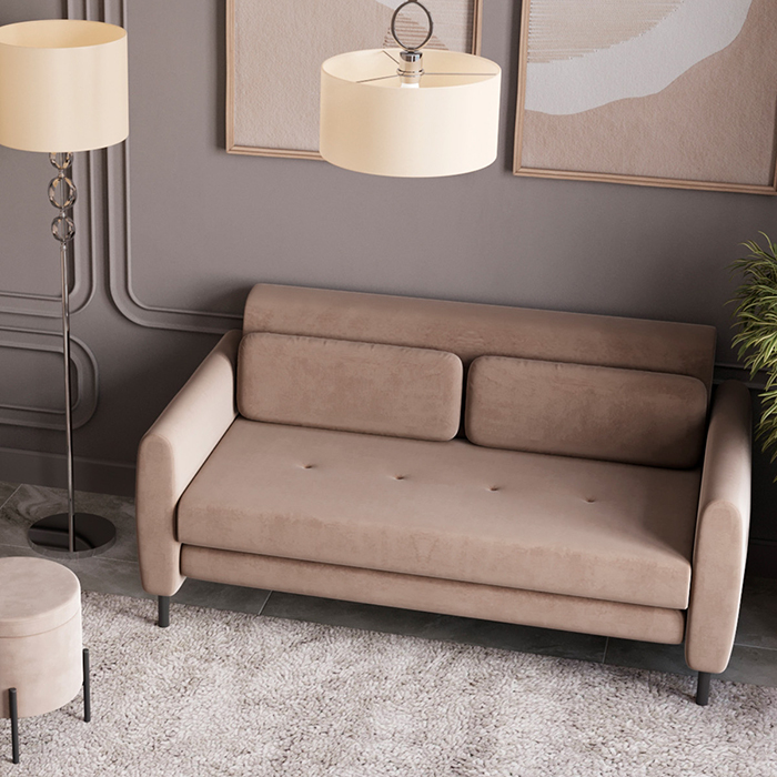 Диван-кровать прямой Барнаби велюр светло-серый Stool Group vd-dv-barnaby-b25
