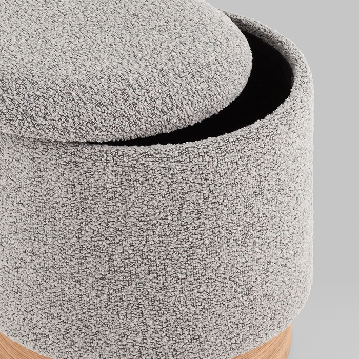 Пуф с ящиком Холли XS букле серый Stool Group 21B810BCB-S BCB-10