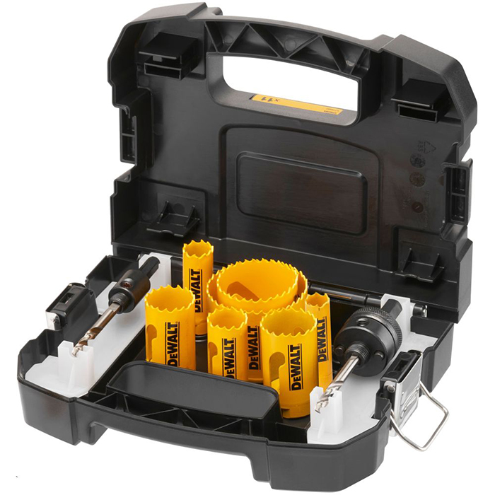 Набор коронок по мультиматериалу и пилотных сверл 16-64 мм (11 шт) DeWalt DT90354-QZ