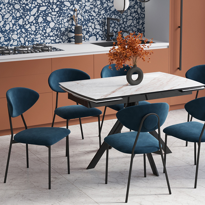 Стол раскладной Галац 120-180х80 см стекло белый основание черное Stool Group SO 273-77762