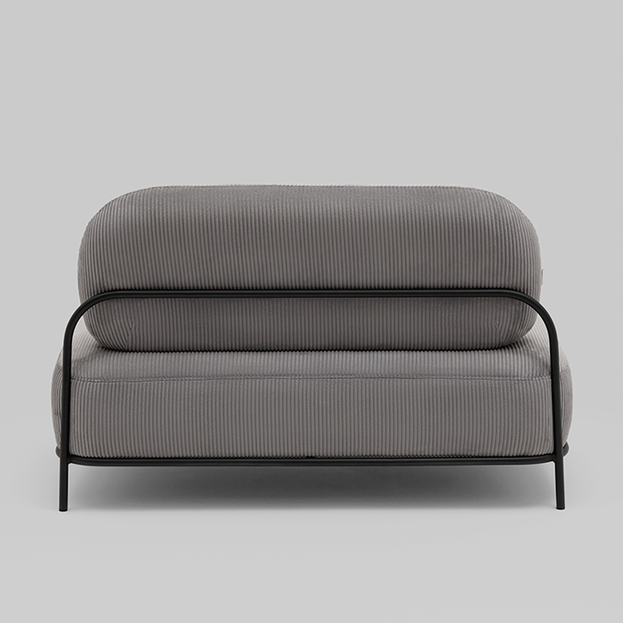 Диван Стоун велюр рельефный светло-серый Stool Group vd-dv-stone-cl-steel