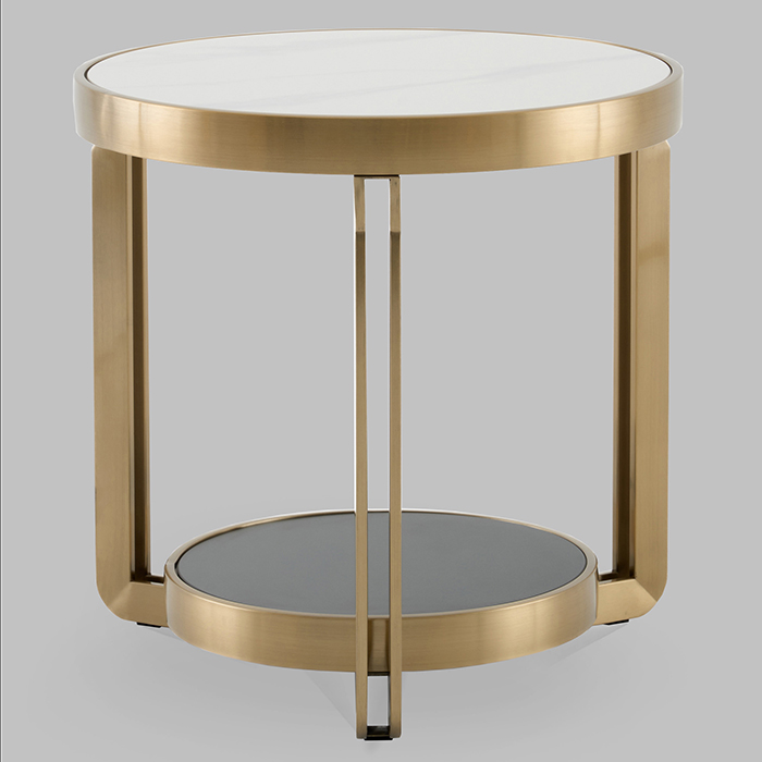 Журнальный столик Калисто светлая/темная керамика Stool Group EET-316-BRCG white/black