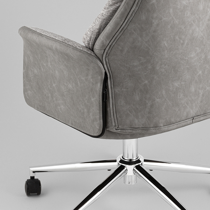 Кресло офисное TopChairs Neoma светло-серый экокожа Stool Group YF-0515 ZE119A-14+FH-64 l.grey retr