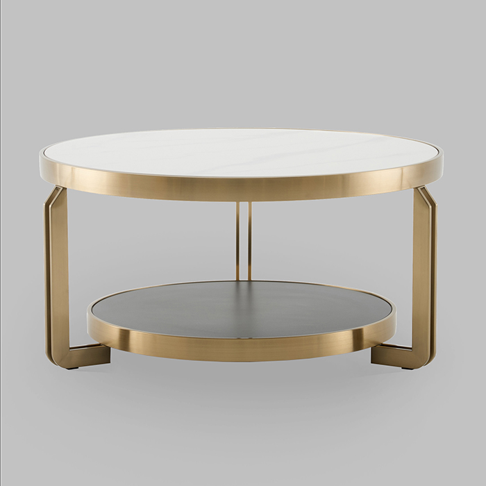 Журнальный столик Калисто светлая/темная керамика Stool Group ECT-316-BRCG white/black