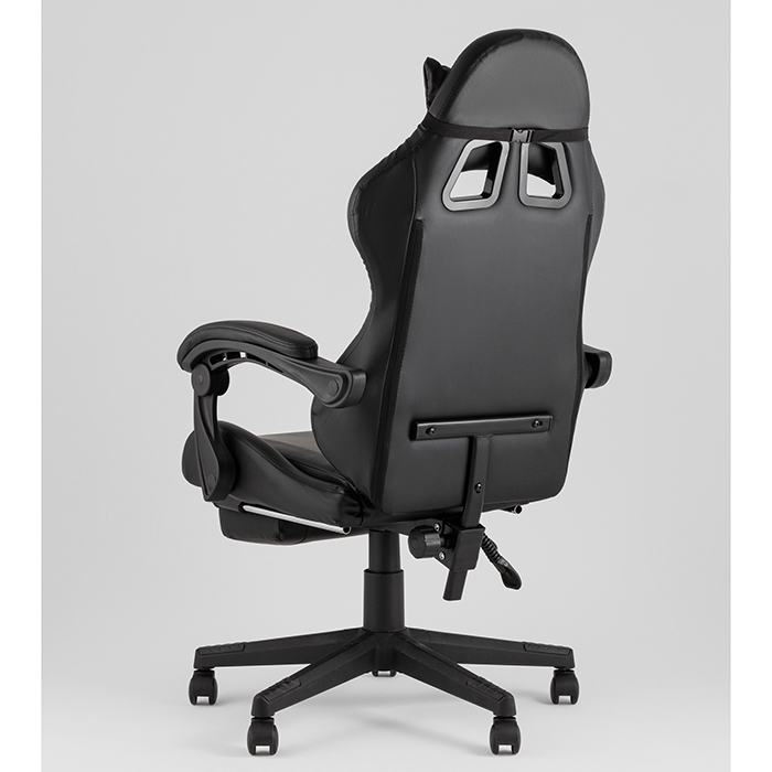 Кресло игровое TopChairs Prophet с оттоманкой чёрный Stool Group GF-8086 black