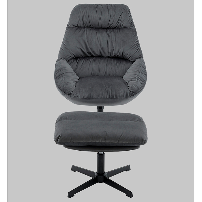 Кресло Оррелл серый с оттоманкой Stool Group QH-8347KT-OT HLR-21 dark grey