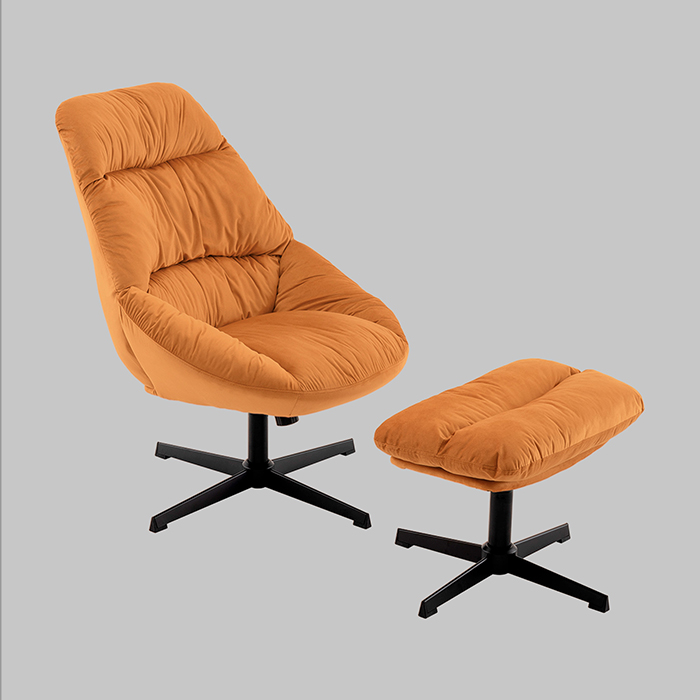 Кресло Оррелл терракотовый с оттоманкой Stool Group QH-8347KT-OT HLR-43 orange
