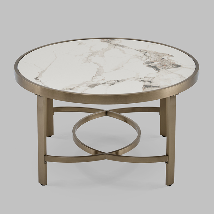 Журнальный столик Адриана D80 светлая керамика Stool Group ECT-223-BRCG-BDFL