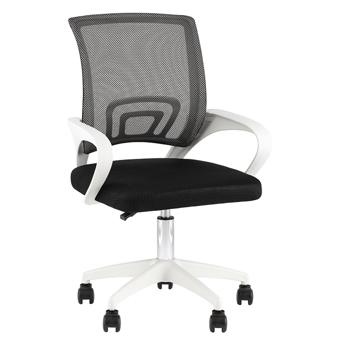 Кресло офисное TopChairs Simple чёрный крестовина белая Stool Group OUE-2501W black