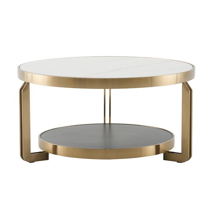 Журнальный столик Калисто светлая/темная керамика Stool Group ECT-316-BRCG white/black