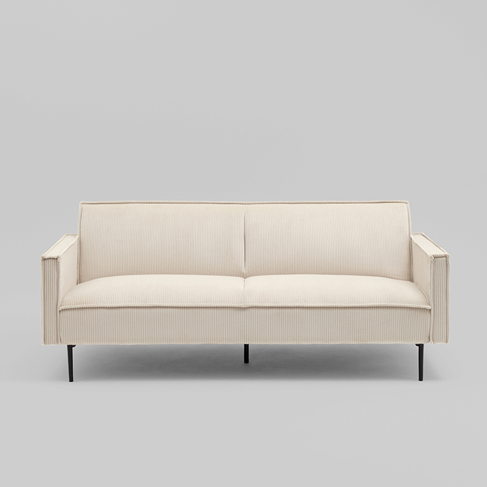 Диван прямой Кассель велюр рельефный молочный Stool Group vd-cassel-cl-bone