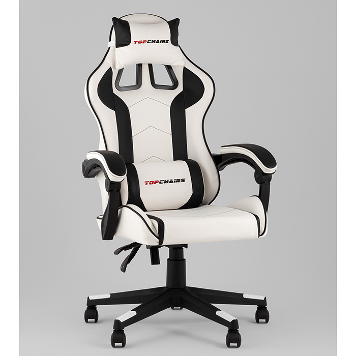 Кресло игровое TopChairs Shadow бело-чёрный Stool Group GF-8079 white+black