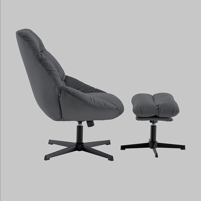 Кресло Оррелл серый с оттоманкой Stool Group QH-8347KT-OT HLR-21 dark grey