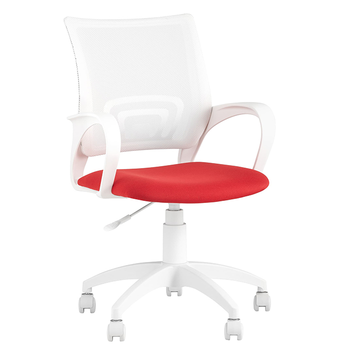 Кресло офисное TopChairs белый/красный Stool Group ST-BASIC-W/WH/26-22