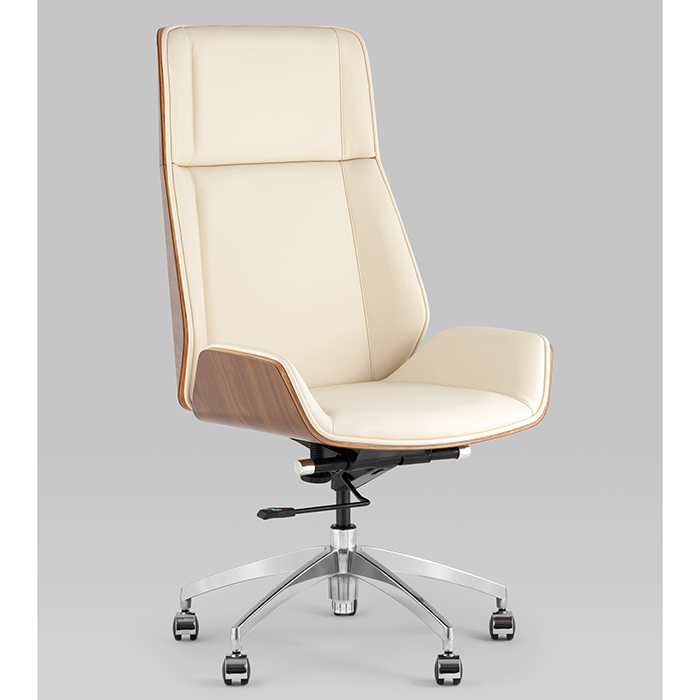 Кресло офисное TopChairs Crown бежевый Stool Group A312 8383-1 walnut back