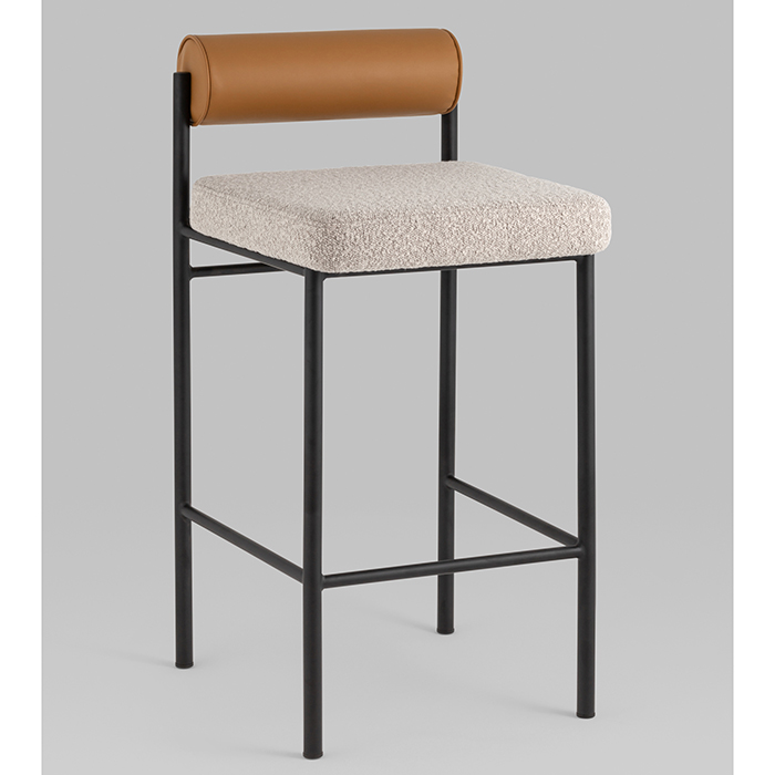 Стул барный Балла бежевый с коричневой экокожей Stool Group FDC9939 sDC6095-4+b270-28