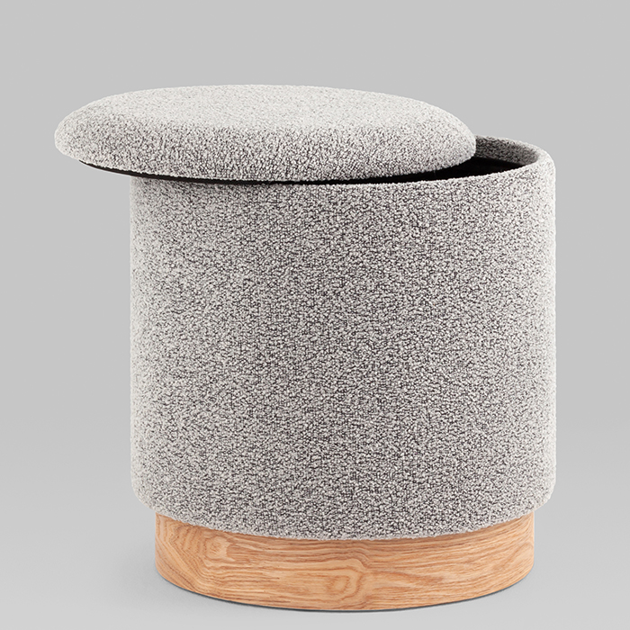 Пуф с ящиком Холли S букле серый Stool Group 21B810BCB-M BCB-10