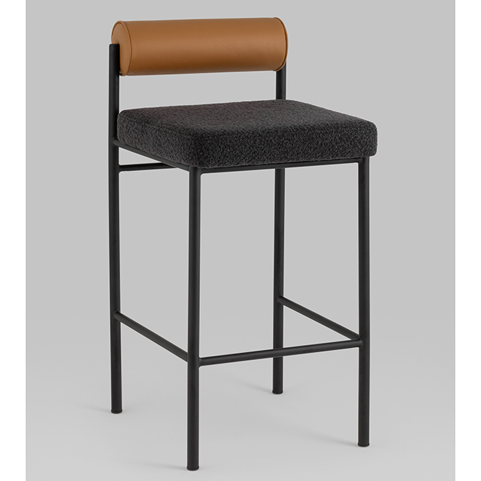 Стул барный Балла тёмно-серый с коричневой экокожей Stool Group FDC9939 sDC6095-10+b270-28