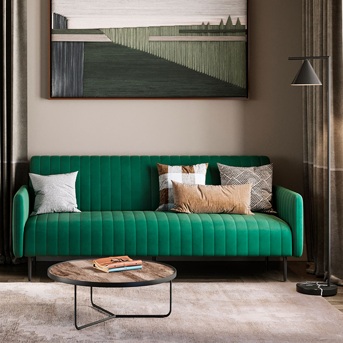 Диван прямой Дрезден велюр зелёный Stool Group vd-drezden-b19