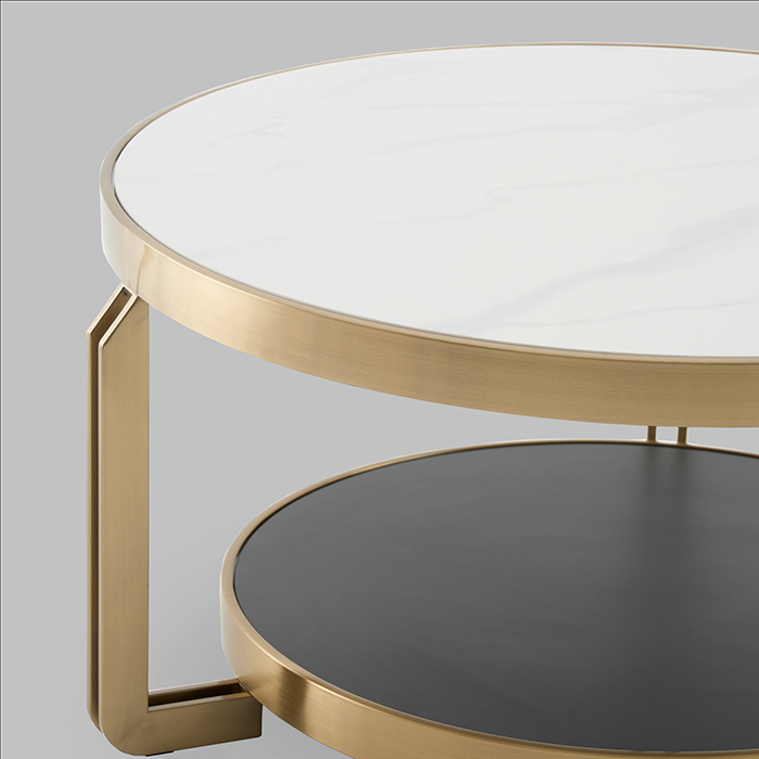 Журнальный столик Калисто светлая/темная керамика Stool Group ECT-316-BRCG white/black