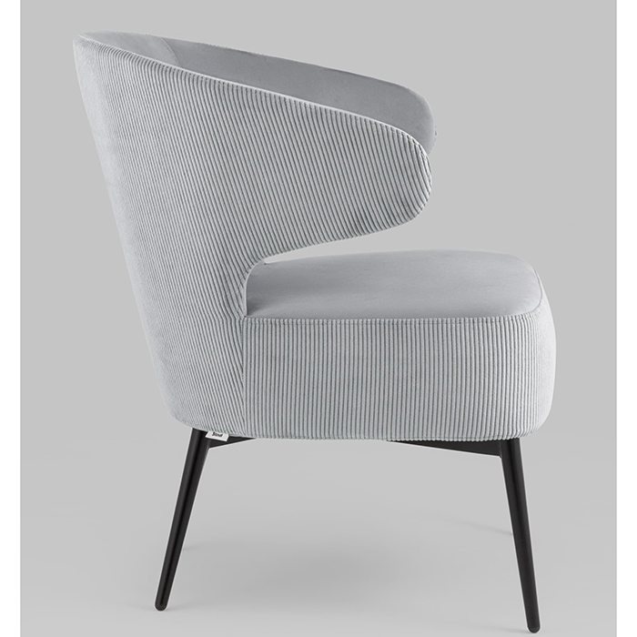 Кресло-лаунж Royal Stripes велюр серый Stool Group vd-royal-v994-vl12