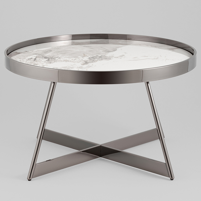 Журнальный столик Гера D80 белая керамика Stool Group ECT-280-GM