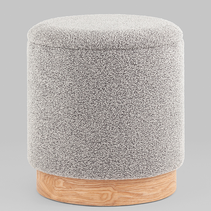 Пуф с ящиком Холли S букле серый Stool Group 21B810BCB-M BCB-10