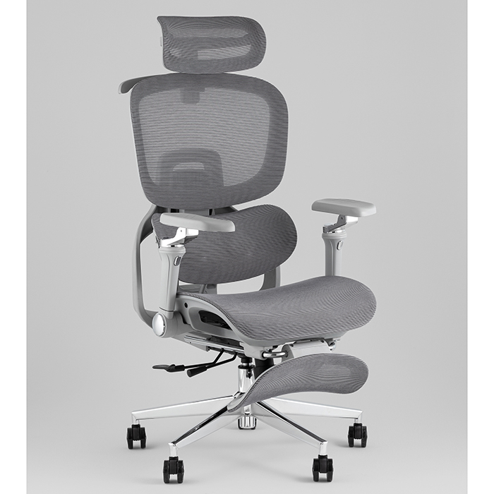 Кресло офисное TopChairs Prodigy с оттоманкой серый Stool Group D-566-1 grey