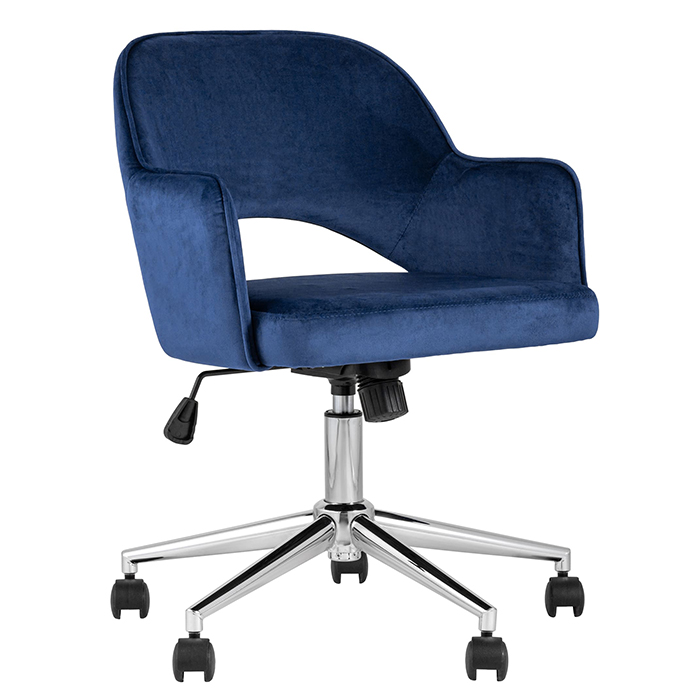 Кресло офисное Кларк велюр синий Stool Group CLARKSON BLUE CHROME