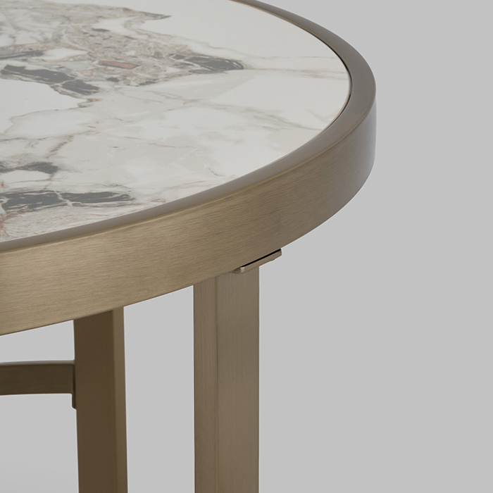 Журнальный столик Адриана D80 светлая керамика Stool Group ECT-223-BRCG-BDFL