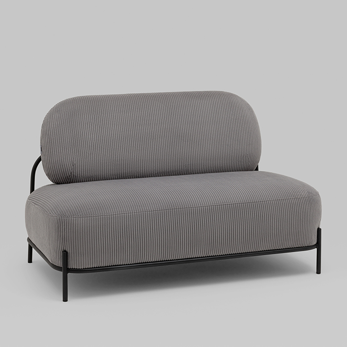 Диван Стоун велюр рельефный светло-серый Stool Group vd-dv-stone-cl-steel