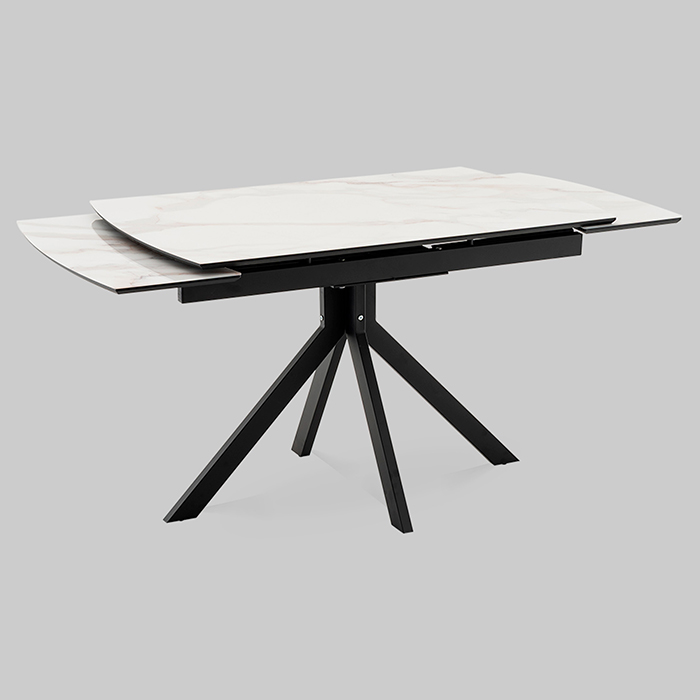 Стол раскладной Галац 120-180х80 см стекло белый основание черное Stool Group SO 273-77762